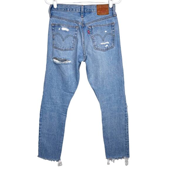 Levi's High Rise Ripped Blue Jeans - Picture 6 of 15